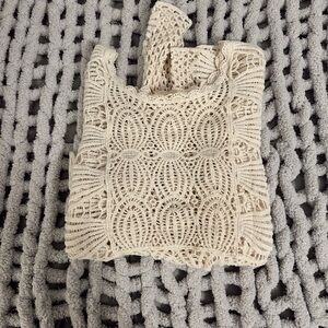 Cream Crochet Long Sleeve Top!